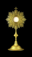 Fototapeta premium Jesus Christ in the monstrance. Sacrament of the Eucharist. Corpus Christi - 3D Illustration