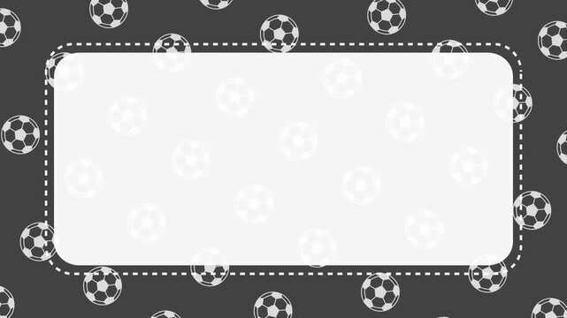 Soccer Ball Pattern Background with White Copy Space and Dotted Rounded Frame Animation