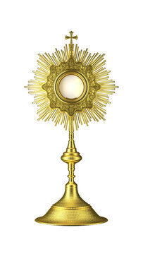 Jesus Christ in the monstrance. Sacrament of the Eucharist. Corpus Christi - 3D Illustration