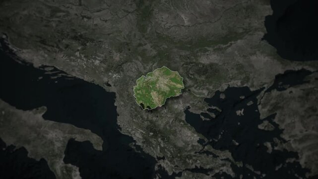 North Macedonia Map Animation with White Borders, Digital Country Borders and Light Transition Background