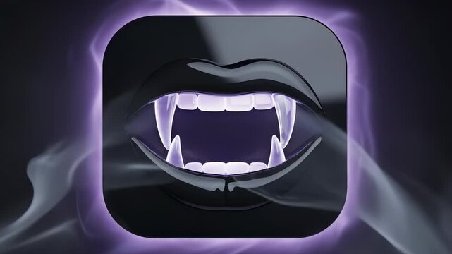 Sinister Vampire Lips Icon - A Dark and Mysterious Design.