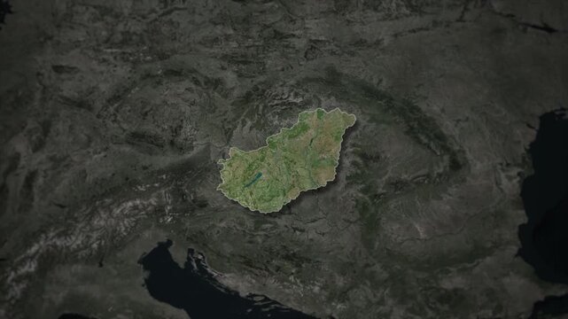HUNGARY Map Animation with White Borders, Digital Country Borders and Light Transition Background