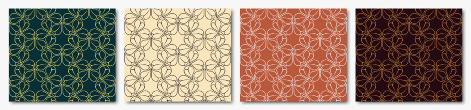 Elegant Gothic Ogee Seamless Pattern Set - Intricate Ornamental Lace	
