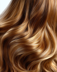 Naklejka premium Elegant hair care scene with golden hair oil and smooth hair gently applied to long