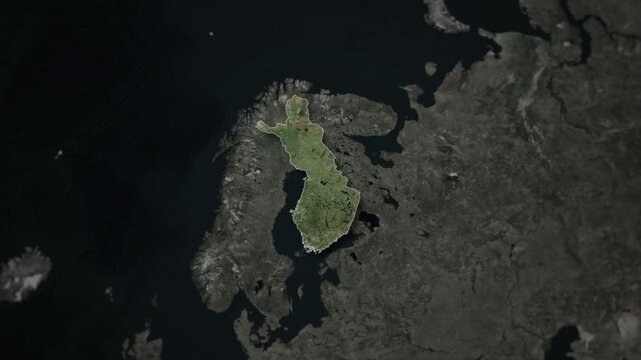 FINLAND Map Animation with White Borders, Digital Country Borders and Light Transition Background
