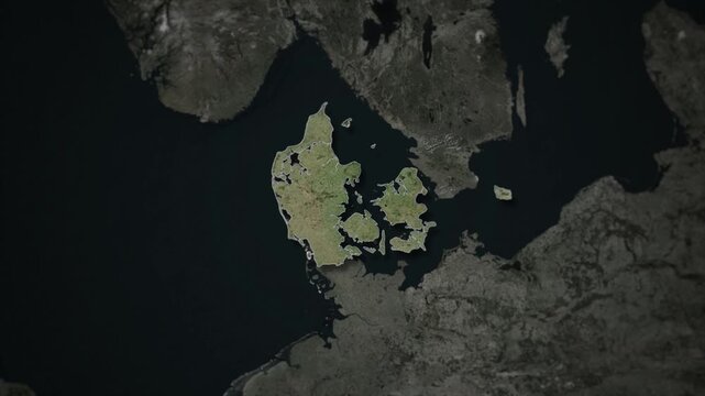 DENMARK Map Animation with White Borders, Digital Country Borders and Light Transition Background