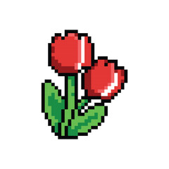 Fototapeta premium Pixel art flower illustration style design