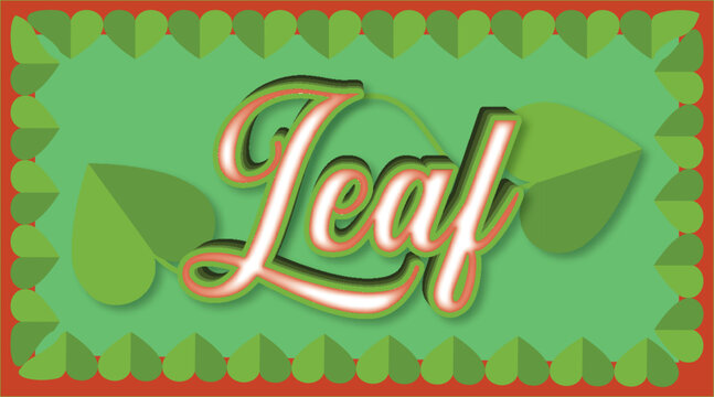 Creative leaf typography design eco nature banner with green heart leaves frame, organic botanical background.