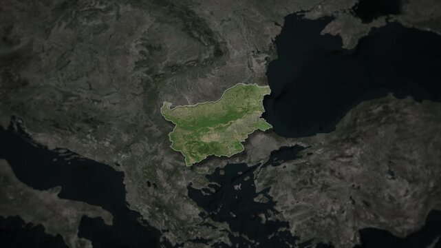 BULGARIA Map Animation with White Borders, Digital Country Borders and Light Transition Background