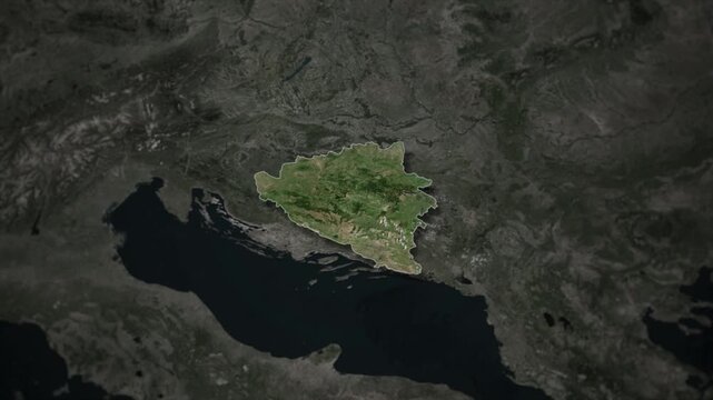 Bosnia and Herzegovina Map Animation with White Borders, Digital Country Borders and Light Transition Background