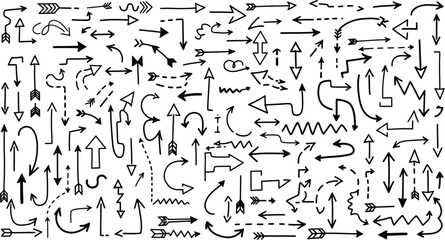 Fototapeta premium Chaotic black and white arrow pattern a dense collection of directional indicators