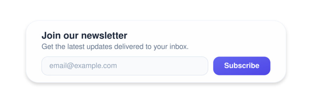 Minimalist Newsletter Subscription Form UI Element with 'Join our newsletter' and Purple 'Subscribe' Button