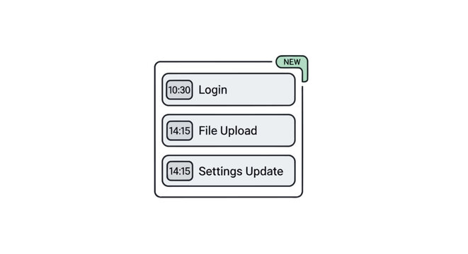 Activity Log Timeline Icon Vector, User Action History Dashboard UI Illustration