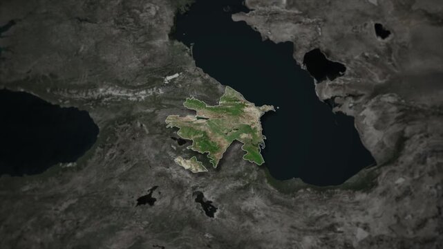 AZERBAIJAN Map Animation with White Borders, Digital Country Borders and Light Transition Background