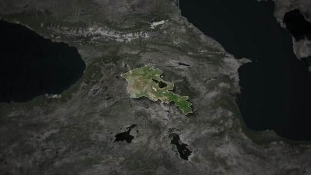 ARMENIA Map Animation with White Borders, Digital Country Borders and Light Transition Background