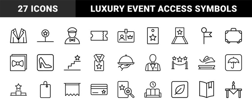 Honored guest and vip services line art icons