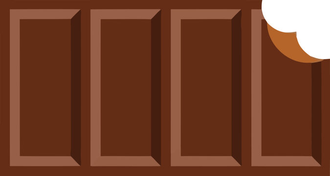 Chocolate bar with bite mark missing pieces isolated on transparent background, snack food