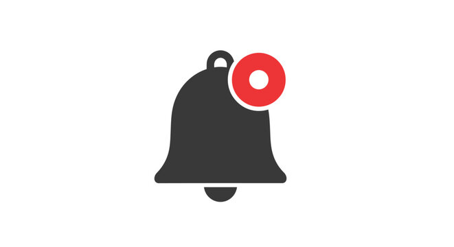 Notification Bell Icon With Red Alert.