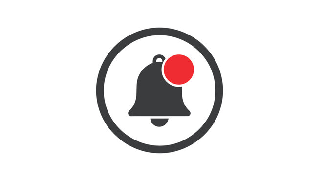 Notification Bell Icon With Red Alert.