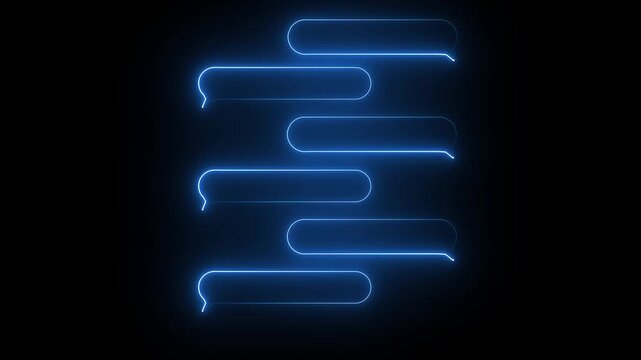 glowing colorful neon text Message bubble animation on a black background, The messages have avatars of a woman and a man. Flat style animation in resolution up to 4k. Sms, and text ..