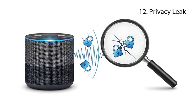 Amazon echo device under scrutiny a privacy concern illustration with a magnifying glass