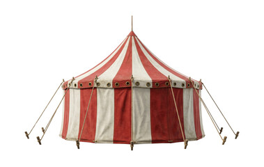 Red and white striped circus tent isolated. Carnival event concept. © PNG Lab