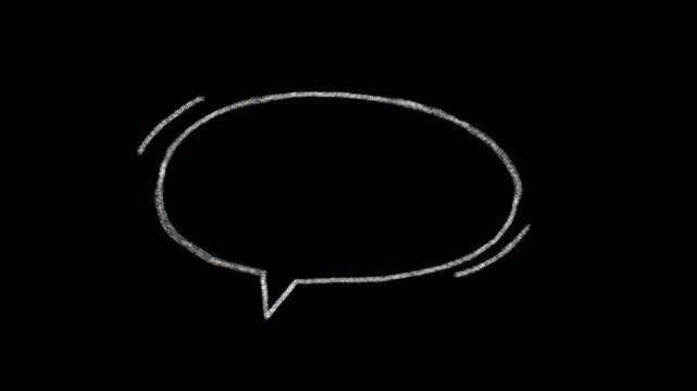 Animated speech bubble chalk drawing. Video clip with alpha channel.