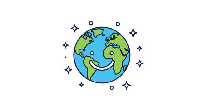 Smiling Earth Globe Cartoon Character.