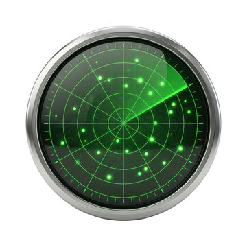 Green digital radar screen interface isolated. Navigation surveillance concept.
