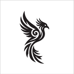 Fototapeta premium Minimalist Phoenix Bird Tribal Line Art Vector