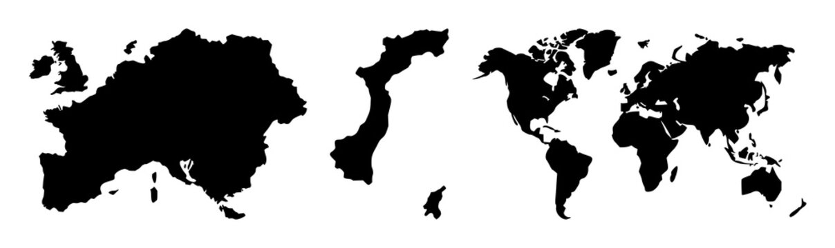 Business strategy map set with solid black icon on white background featuring business strategy, planning, goals with icons and graphics