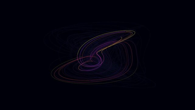 Dynamic Chaotic Attractor: Intertwined Colorful Lines on Dark Background