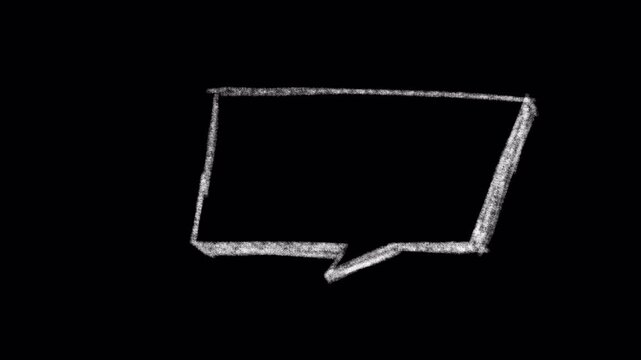 Animated speech bubble chalk drawing. Video clip with alpha channel.