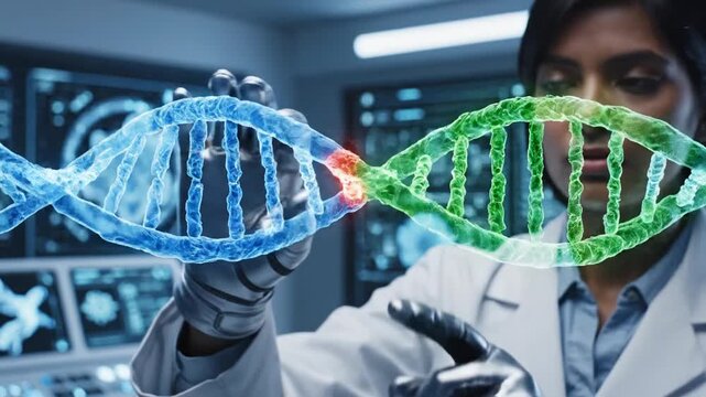 Scientist Analyzing DNA Strand in Laboratory