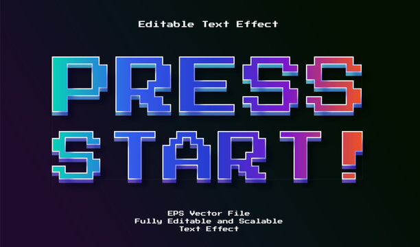 8-Bit Retro Gaming Press Start Pixel Art Editable Text Effect for Arcade UI and Esports Design