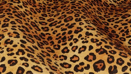Horizontal leopard cheetah fur animal print pattern texture wild fashion apparel couture promo banner textile fabric background safari manual realistic 3D render backdrop template spotted wallpaper © Alesya