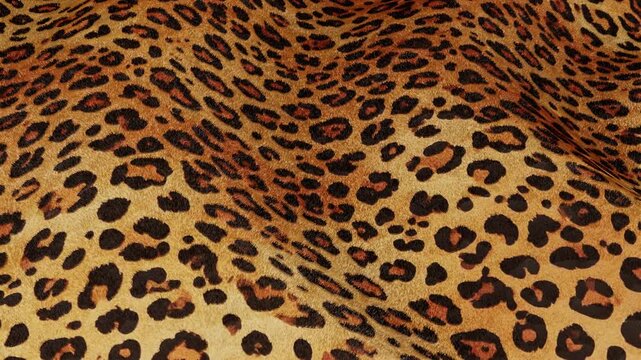 Horizontal leopard cheetah fur animal print pattern texture wild fashion apparel couture promo banner textile fabric background safari manual realistic 3D render backdrop loop animation wallpaper