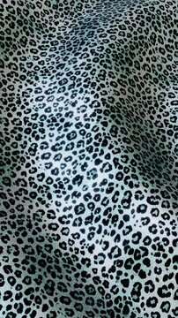 Vertical leopard cheetah icy blue chic glamour glitter animal print pattern fashion apparel couture promo banner wild fabric fur safari exotic background manual realistic 3D render loop animation