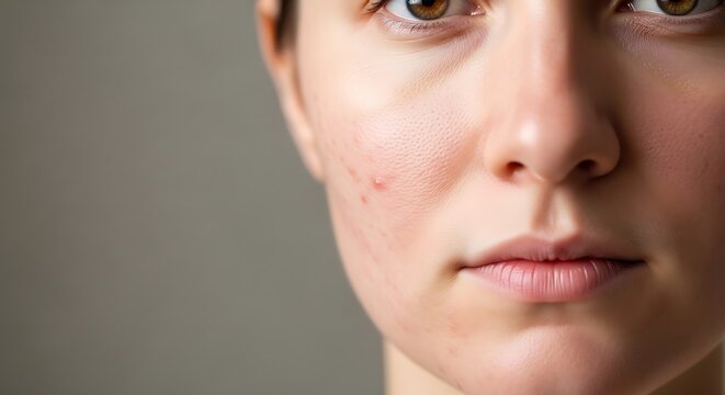 macro photography of real skin with acne, inflamed pimples blackheads and natural texture, soft diffused lighting, highly detailed pores and skin surface, raw unedited beauty, 8k macro realism