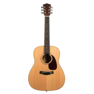 Classic acoustic guitar with natural wood finish and sunburst design
