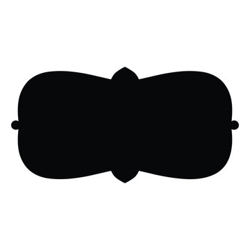 A stylized silhouette of a pair of black sunglasses with a distinctive bridge shape.