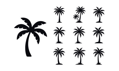 Obraz premium Palm Tree Silhouette Icon – Minimal Vector Illustration