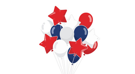 Red white and blue star and round balloons for patriotic celebration. © Kelik