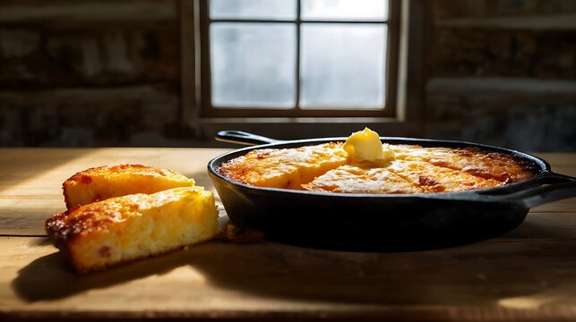 Golden Fatback Cornbread in Cast Iron