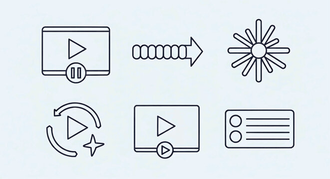The graphic design interface shows various icons for media playback and editing tools.