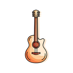 Obraz premium A cartoon acoustic guitar on transparent background Flat Minimal Icon illustration