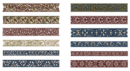 Set of Traditional Vintage Style Ornamental Decor Borders with Ornate Floral Patterns © Bayani