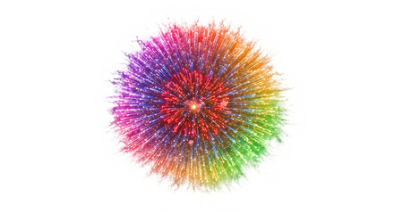 Obraz premium Colorful rainbow particle explosion on white background vibrant abstract design element transparent background