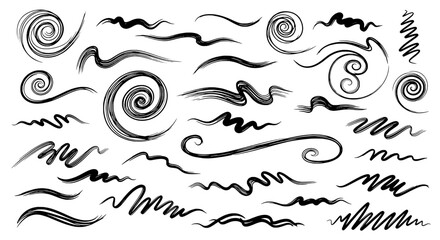 Fototapeta premium Scribble wave doodle pattern with curly swirls and wavy line textures for creative graphic backgrounds