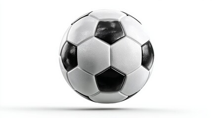 Fototapeta premium Classic black and white soccer ball floating on a white background